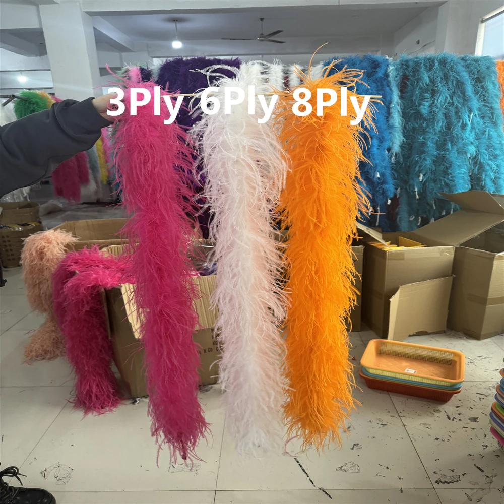 3 4 6 8 10Ply Natural Ostrich Feathers Boa 1M Shawl for Crafts Fluffy Soft Ostrich Plumas Decoration Scarf for Costume Clothing