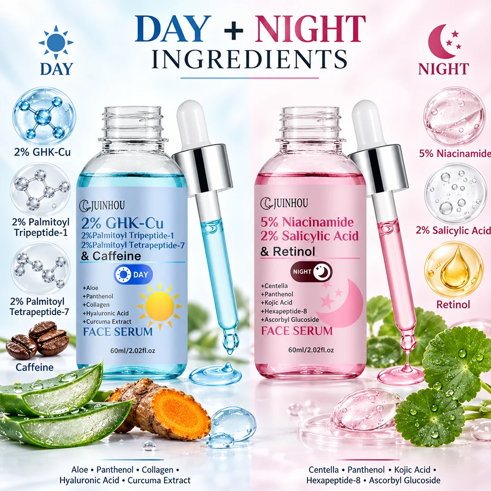 JUINHOU 2Pcs Day Night Face Se - The Ordinary Serum Hyaluronic Acid ulasan dan harga