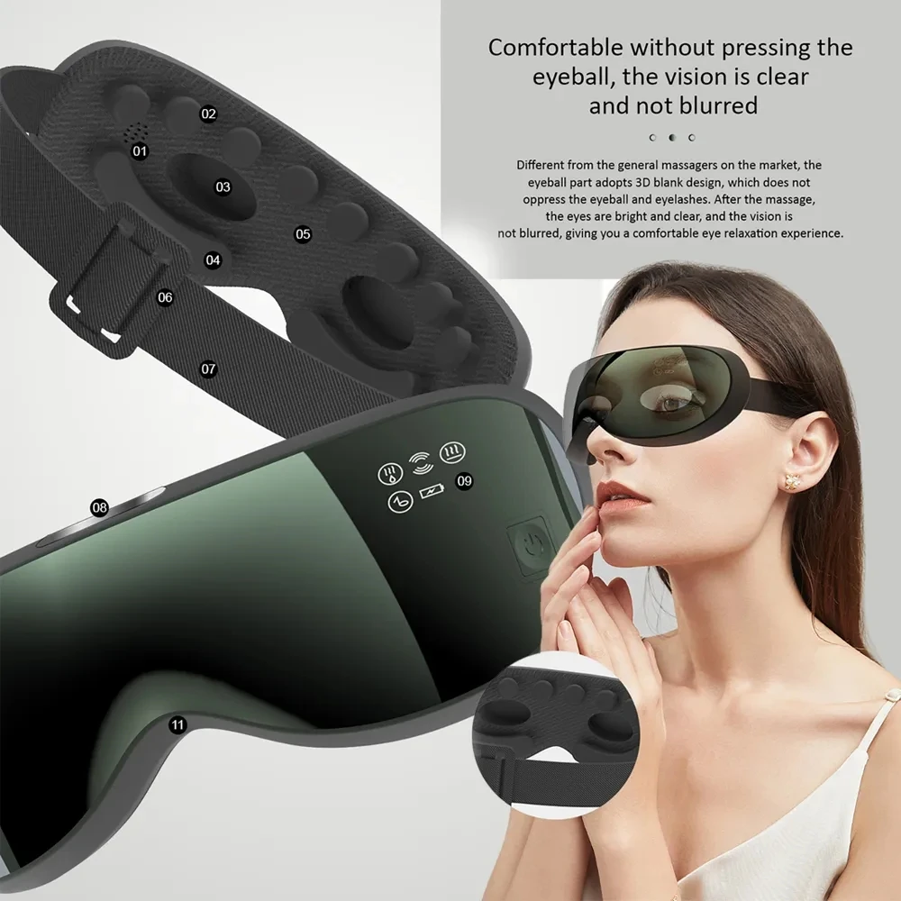 EMS Pulse Eye Massager Smart Steam Eye Care Instrument Vibration Hot Compress Eye Massage Glasses Acupoint Tired Dry Eye Fatigue