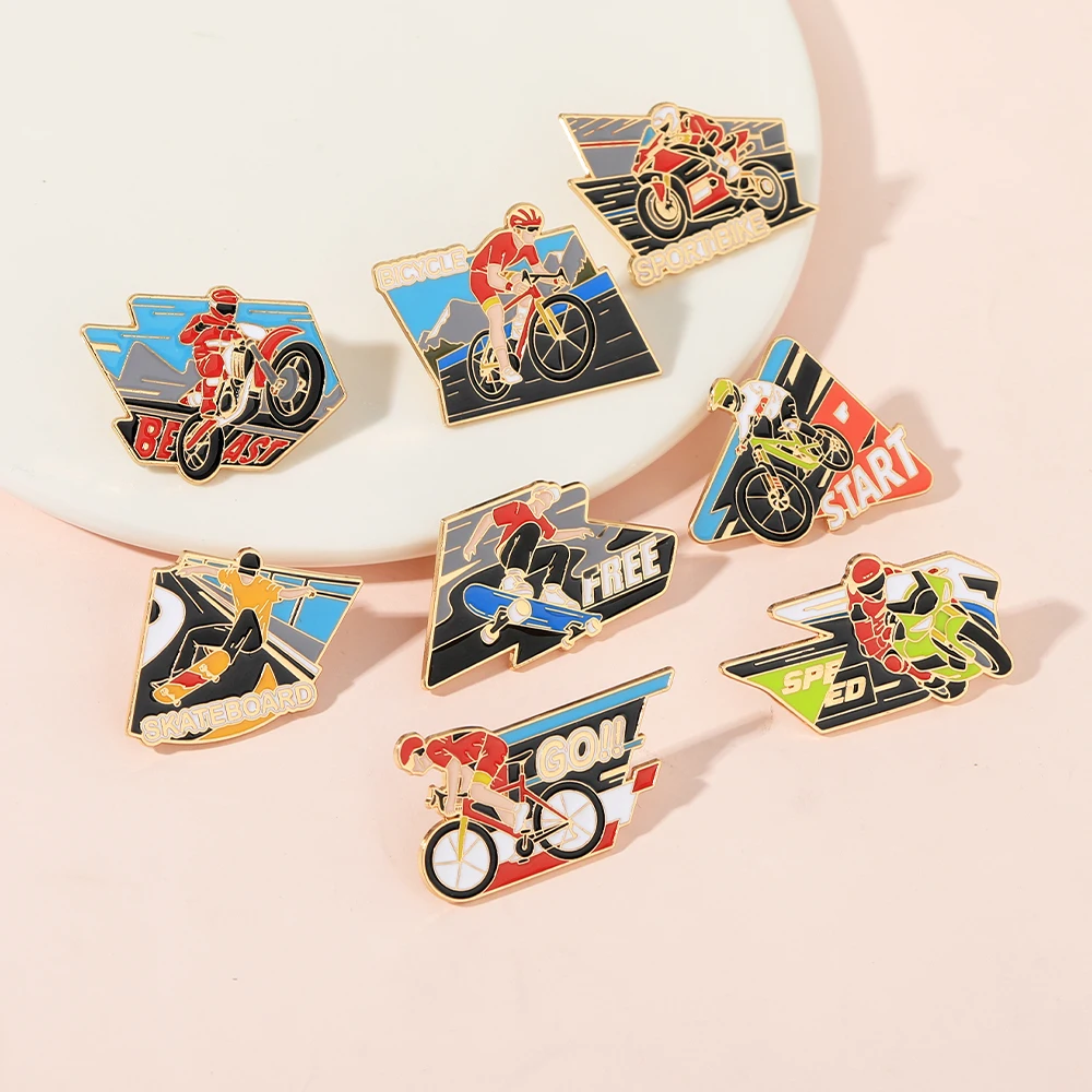 Speed Beast Motorcycle Enamel Pins Start Go Sport Bike Golden Brooches Free Skateboard Outdoore Badge
