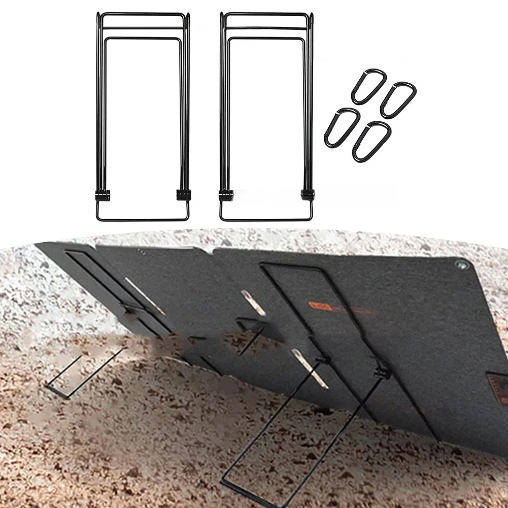 2pcs Solar Panel Fixed Bracket PV Accessories With Mountaineering Buckle Outdoor Portable Foldable Carbon Steel Bracket