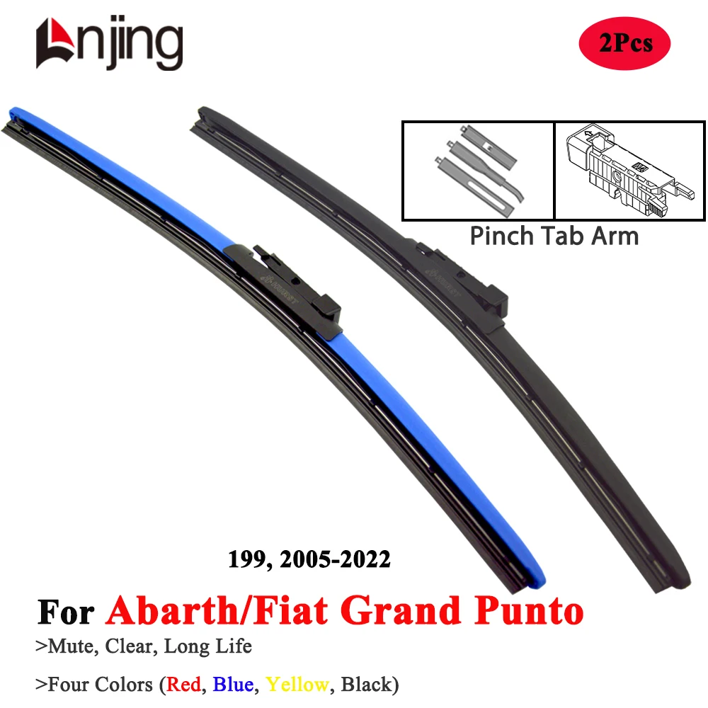 LNJING Colorful Windshield Wiper Blades For Abarth Fiat Grande Punto 199 Hatchback 2007 2008 2009 2010 2011 2012 Car Accessories