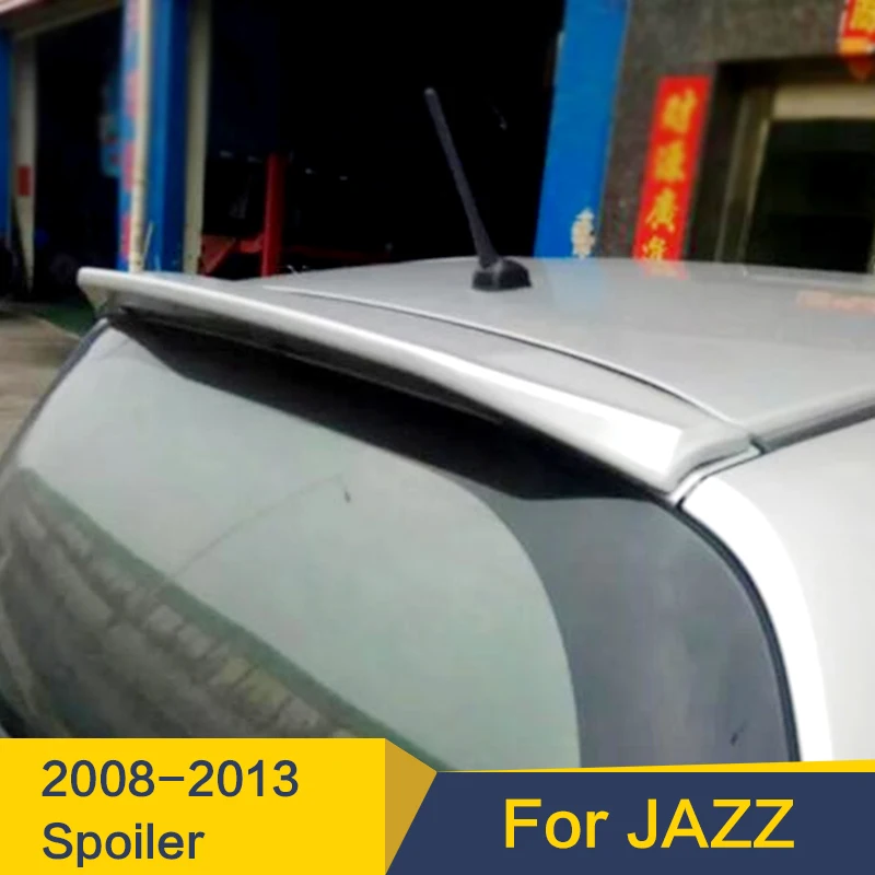 For Honda JAZZ Spoiler 2008 - 2013 Fit Rear Wing Spoiler JAZZ ABS Material Car Roof Spoiler Automobile Decoration with colour