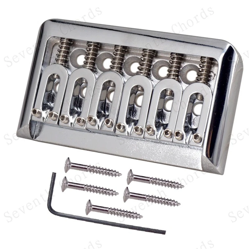 1 Set 6 Saiten Gold Silber E-Gitarren-Brücke Top-Load-Sattel Hardtail 76MM Musikinstrument-Zubehörteile – Detail 2