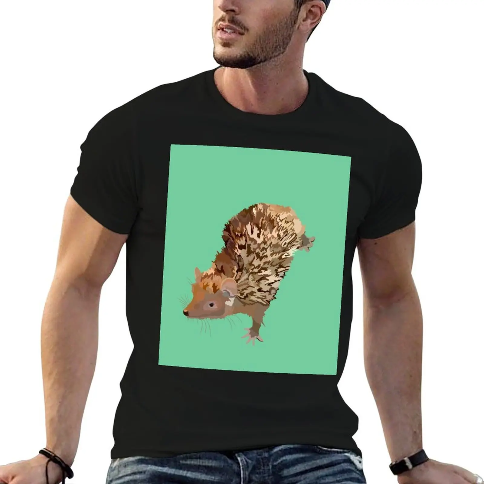 L is voor Lesser Tenrec T-shirt leuke kleding vintage t-shirts heren grote en lange t-shirts