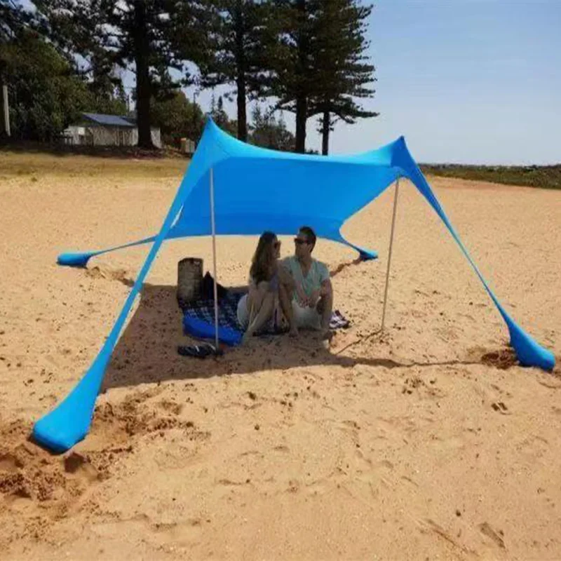 

Portable UPF50+ Beach Sunshade Windproof Family Umbrella Aluminum Pole Sun Shelter Beach Tent with Carrying Bag Outdoor