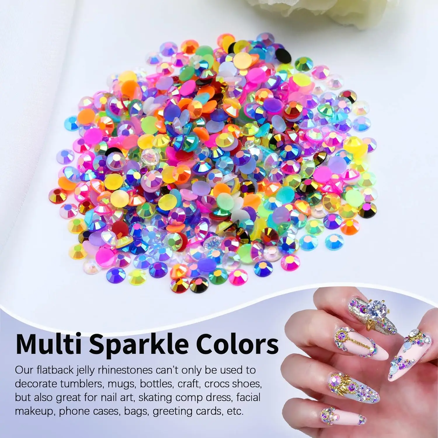 SS4-SS20 Mix Size Flatback Crystal Rhinestones Non-Hotfix Glitter Stones for DIY Nail Art and Fashion Projects