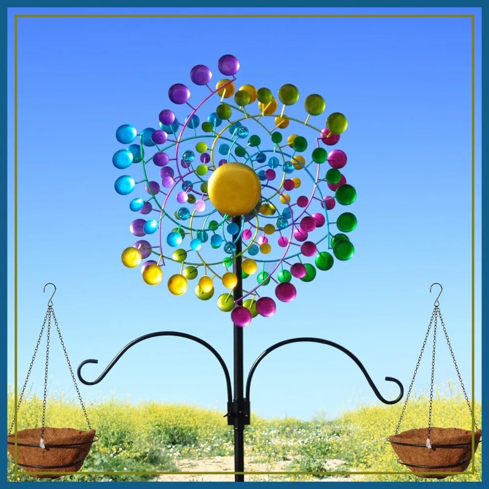 

Large Metal Wind Spinner for Garden, Kinetic Outdoor Windmill Yard Art, Durable Lawn Decor