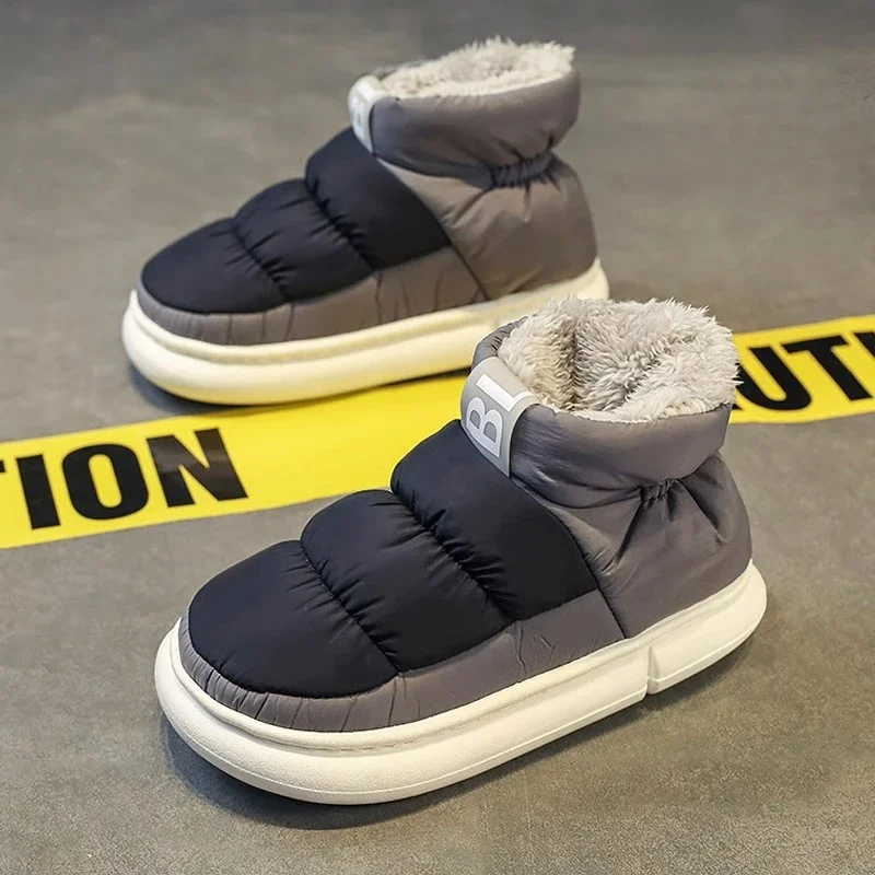 Snow Boots for Men Plush Ankle Boots Comfortable Cotton Shoes Non Slip Outdoor Booties Waterproof Winter Boot Warm Women Flats