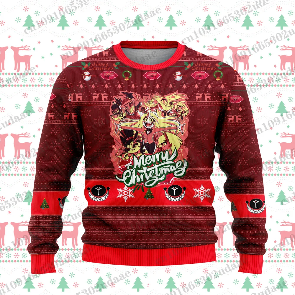 هازبين فندق كارتون أنيمي Harajuku الرجال والنساء عيد ميلاد سعيد مهرجان هدية الرجال والنساء أزياء زوجين هوديس