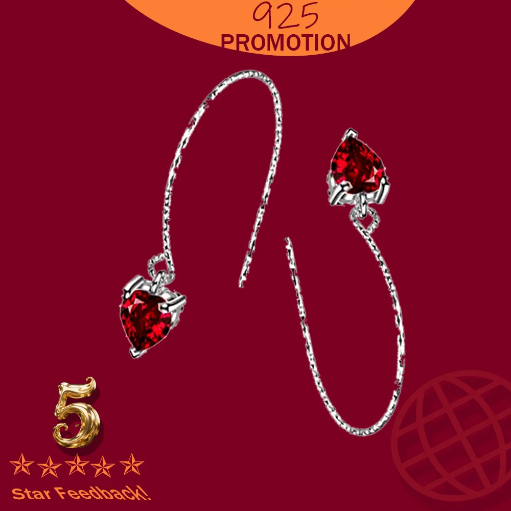 

Brand Genuine Red Heart Drop Earrings For Women Authentic Original Stamp 925 Sterling Silver Jewelry Gift 2025 New