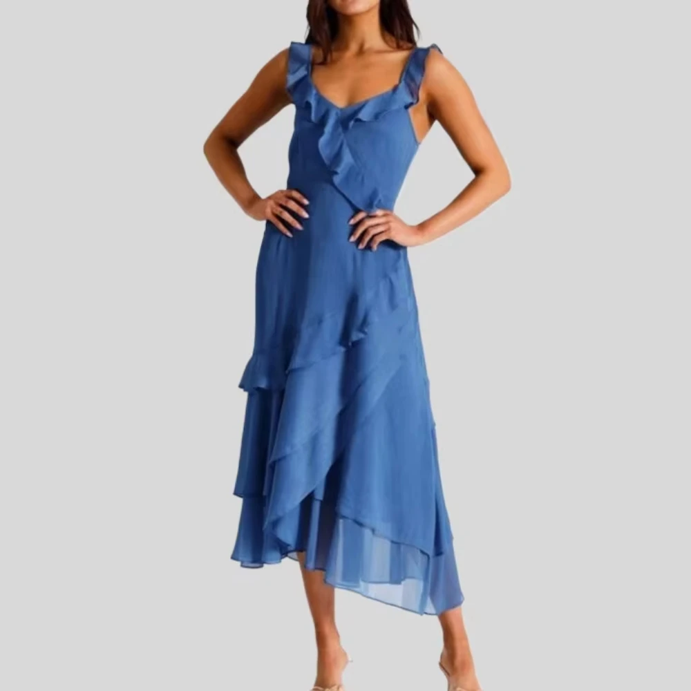 우아한 v-목 a 라인 댄스 파티 드레스 백리스 플리츠 롱 드레스 여성을위한 절묘한 고품질 저녁 파티 가운 맞춤형