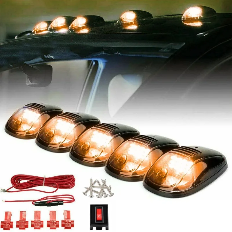 

5PCS Truck LED Signal Light Cab Marker Roof 12 LED Amber Light Kit For F150 / F250 / F350 Pickup Truck Lights Dodge RAM