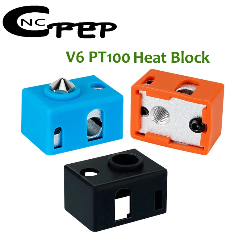 

3 Sets E3D V6 PT100 Heated Block With Sock 3D Printer Parts V6 Heat Block Silicone Sock Warm Keeping Cover Protective Socks