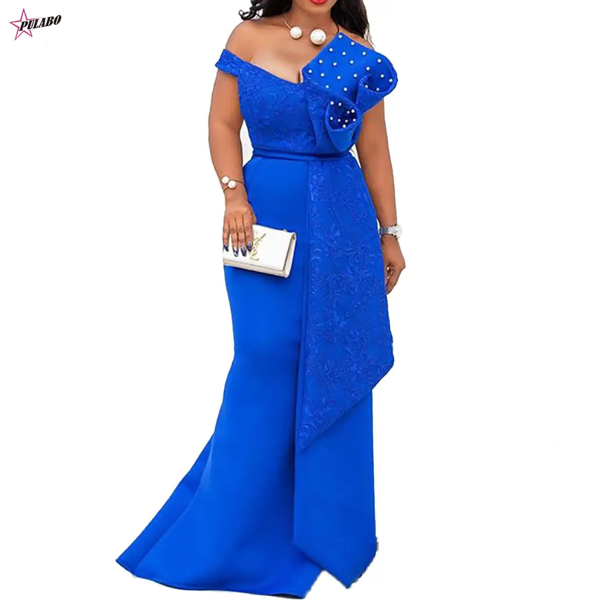 Winter Women Slash Neck Short Sleeve Pearl Dress Sexy Office Lady Africa Evening Night Club Party Long Maxi Dresses Female