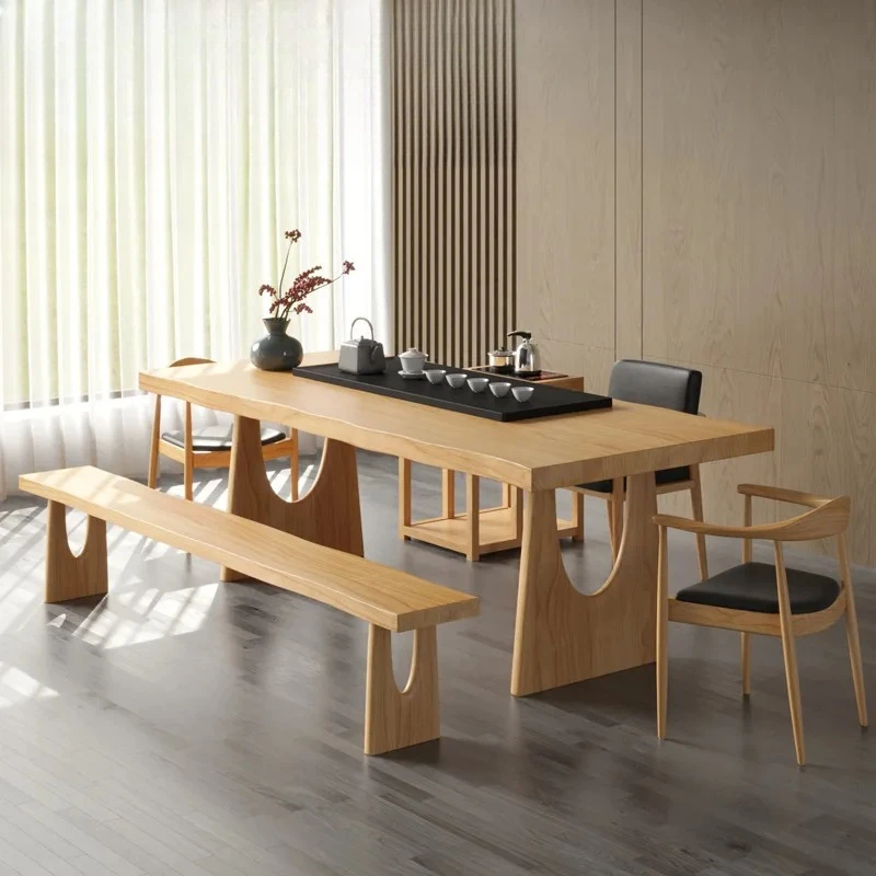 New Chinese Solid Wood Tea Table Chair Combination Set Household Zen Tea Table Office Reception Negotiation Tea Table