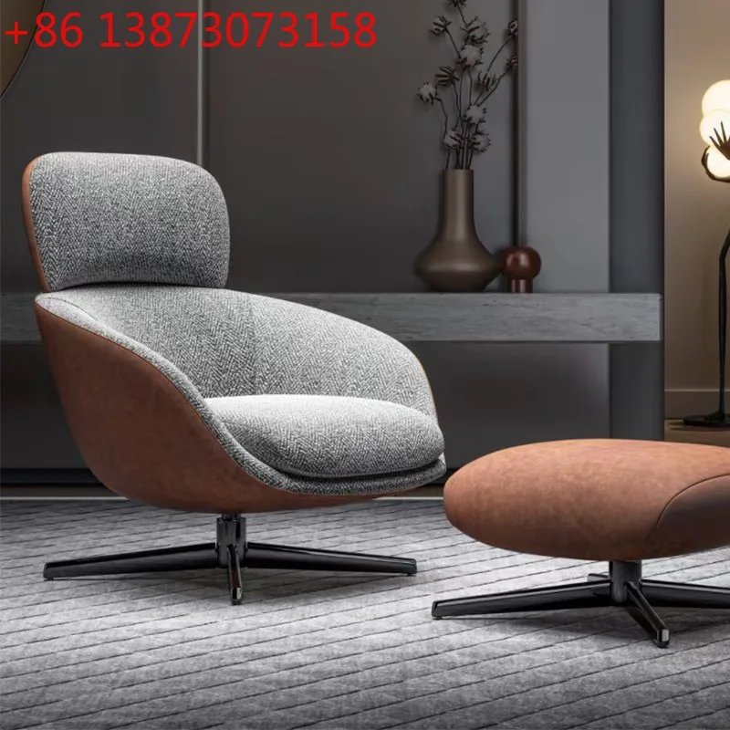 

Italian minimalist single leisure chair living room balcony rotating lazy sofa chair with pedals designer recliner