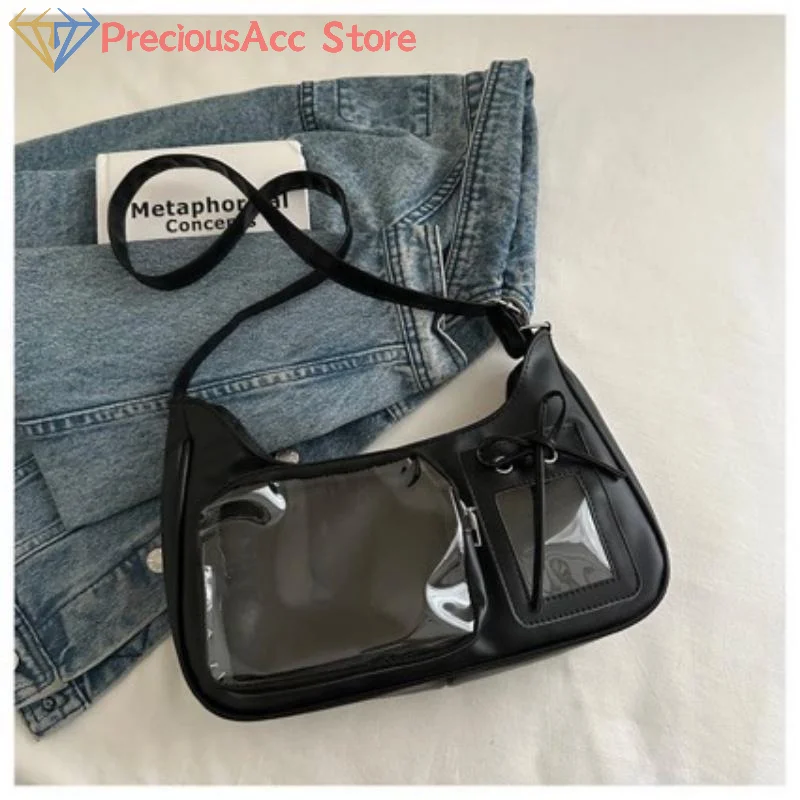 Clear Ita Shoulder Bag Large Capacity Crossbody Purse for Pin Badges Collection Girls School Commute Travel for Campus Travel