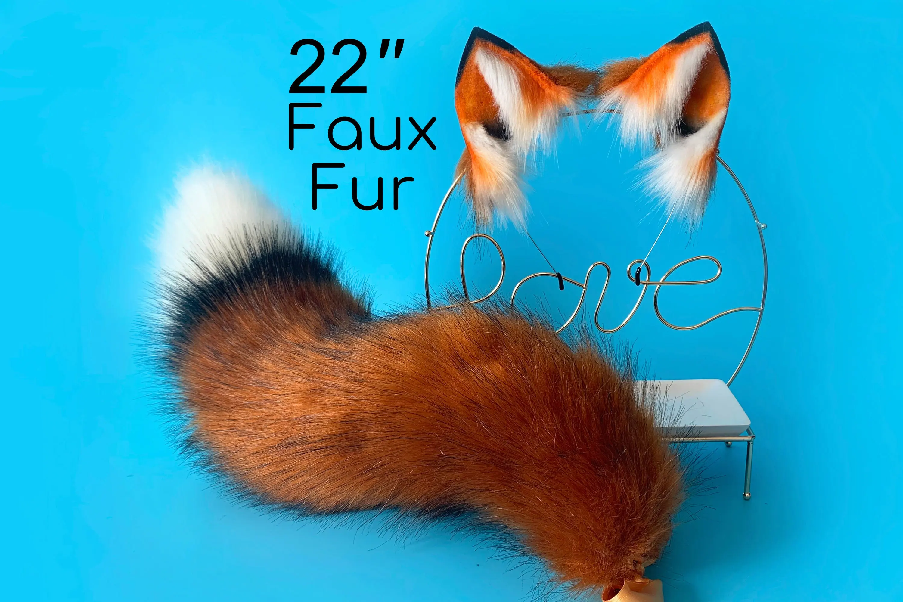 Artificial fur fox plush ears and tail cosplay Lolita cute water droplet hair clip tail prop accessories anime cosplay