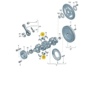 1.8 AWT Engine Crankshaft  Bearing Shell and Connecting Rod Bearing Shell and Thrust Washer For  VW Passat B5  Skoda Superb