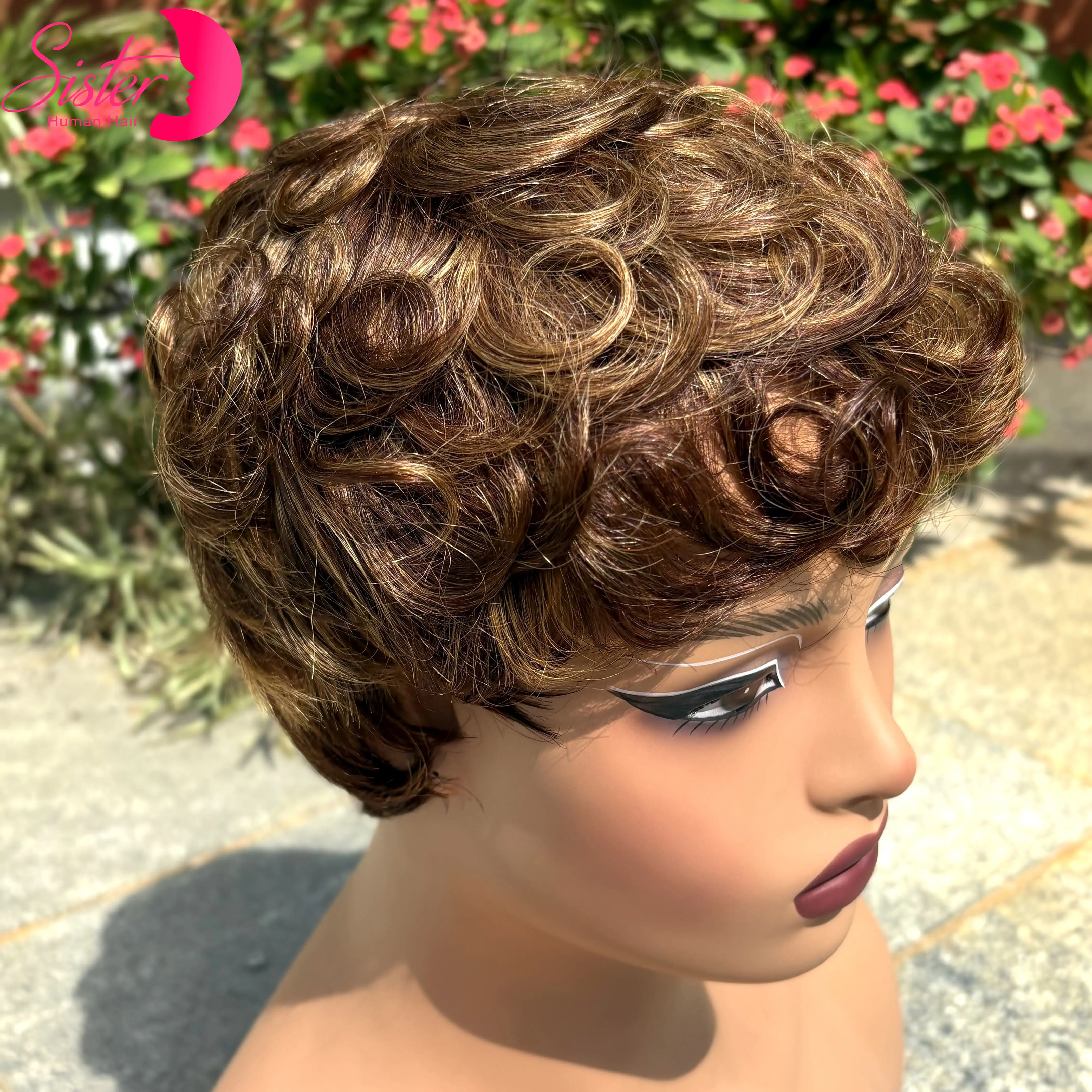 تسليط الضوء على كامل آلة صنع شعر مستعار عابث قطع الباروكات خصلات الشعر المستعار الإنسان الملونة متموجة بوب الباروكات البرازيلي شعر ريمي الباروكات للنساء