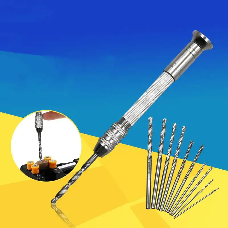 Micro Mini Aluminum Hand Drill Bits Set Manual Pin Woodworking For Model Resin Zinc Alloy Jewelry Hole Maker Puncher Mold Tools - Image 2