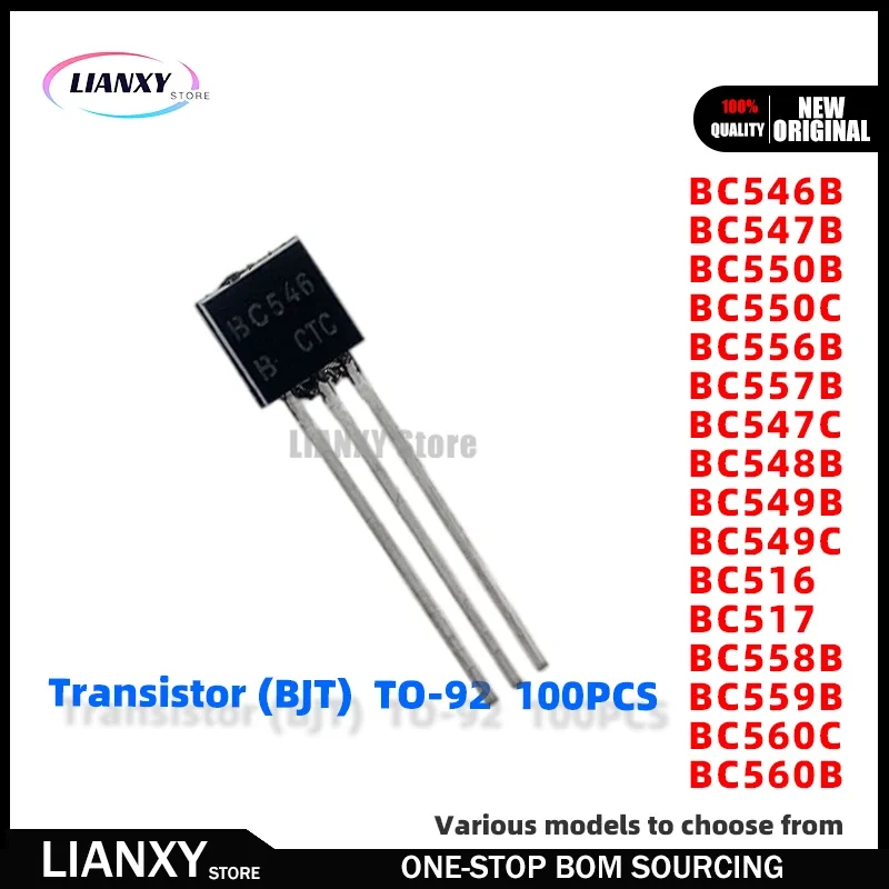 100pcs TO-92 BC550C BC556B BC557B BC547C BC548B BC549B BC549C BC516 BC517 BC558B BC559B BC560C BC560B Transistor BJT NEW