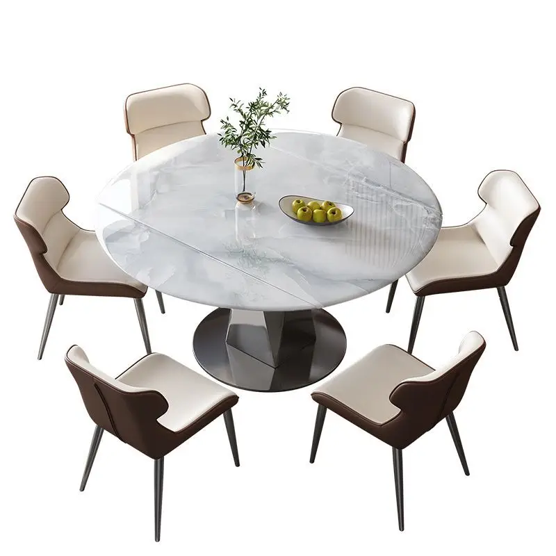 Supercrystalline stone dining table and chairs retractable light luxury microcrystalline stone dining table