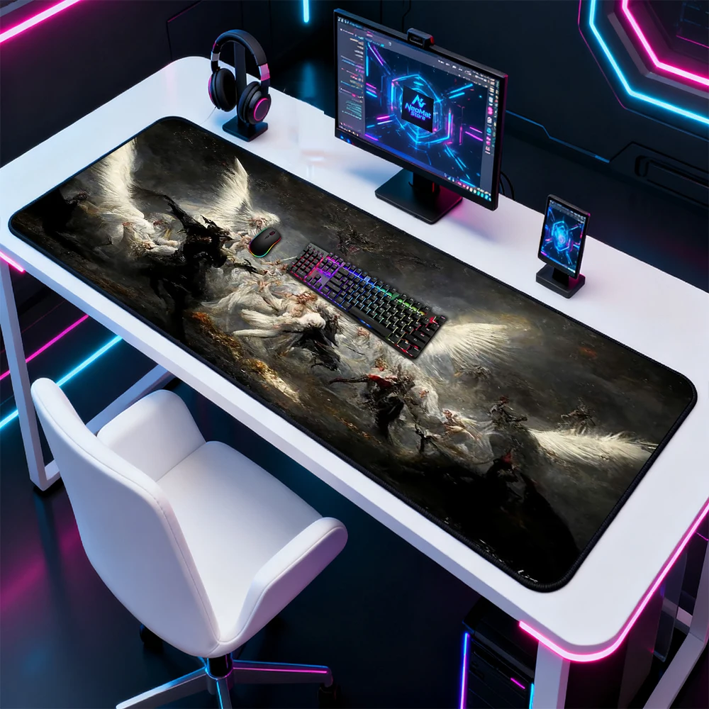 Mouse Pads War in Heaven Office Rug Angels and Demons Gaming Mats 1200x600 Pc Gaming Accessory Deskpad 90x60 Computer Desk Mat