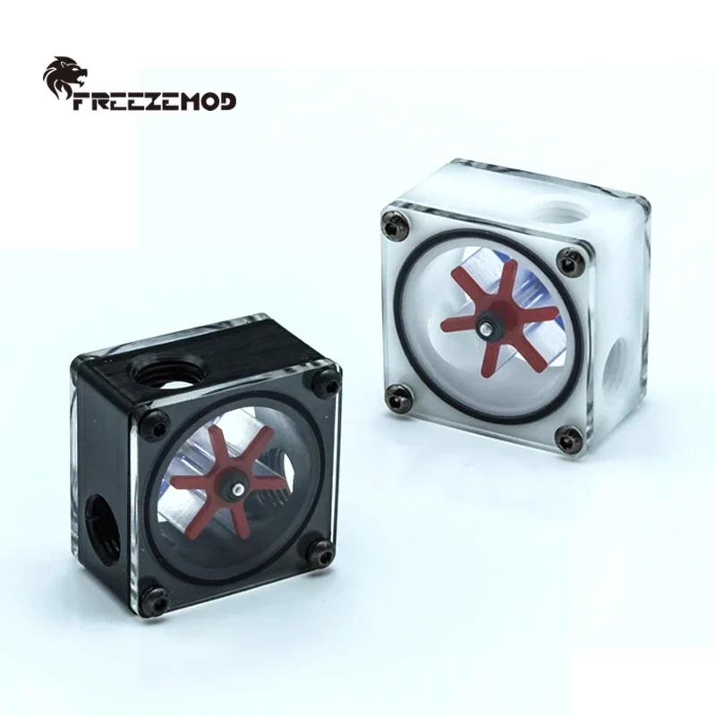 مقياس تدفق المياه من FREEZEMOD، عداد السرعة 3 طرق بوم + فتحات أكريليك G1/4 بوصة × 3 41 مم أسود/أبيض، LSJ-PO1