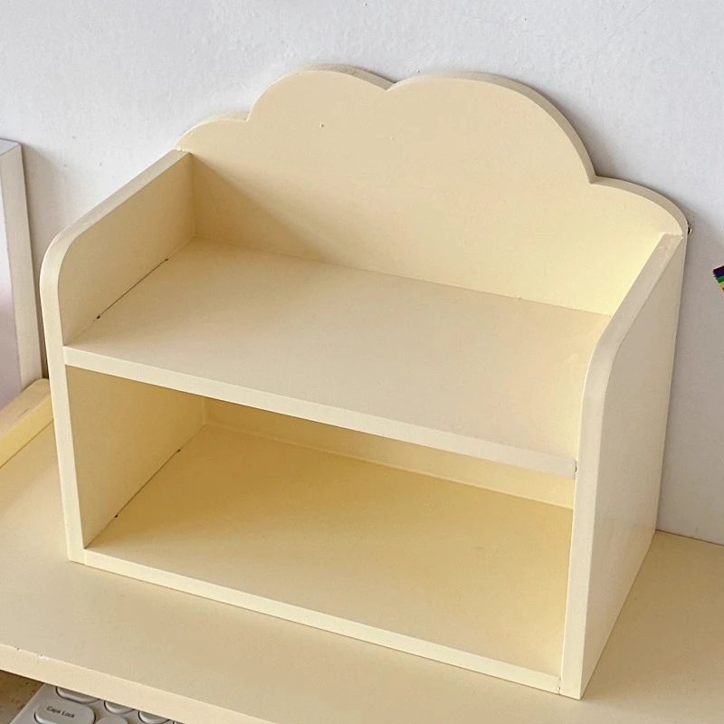 Picture 7: Wooden Double-layer Storage Rack Storing Organizing Placing Small Statues Cosmetics Bedroom Desktop Decorative Display Rack