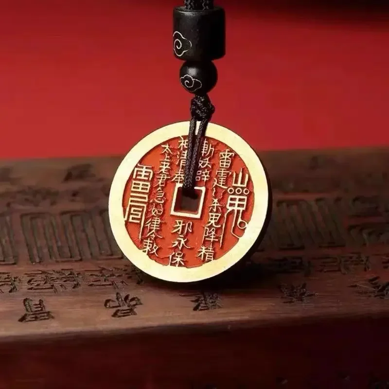 

Chinese Style Mountain Ghost Spending Money Copper Ancient Pendant Qiankun Bagua Copper Coin Taoist Safety Buckle Necklace