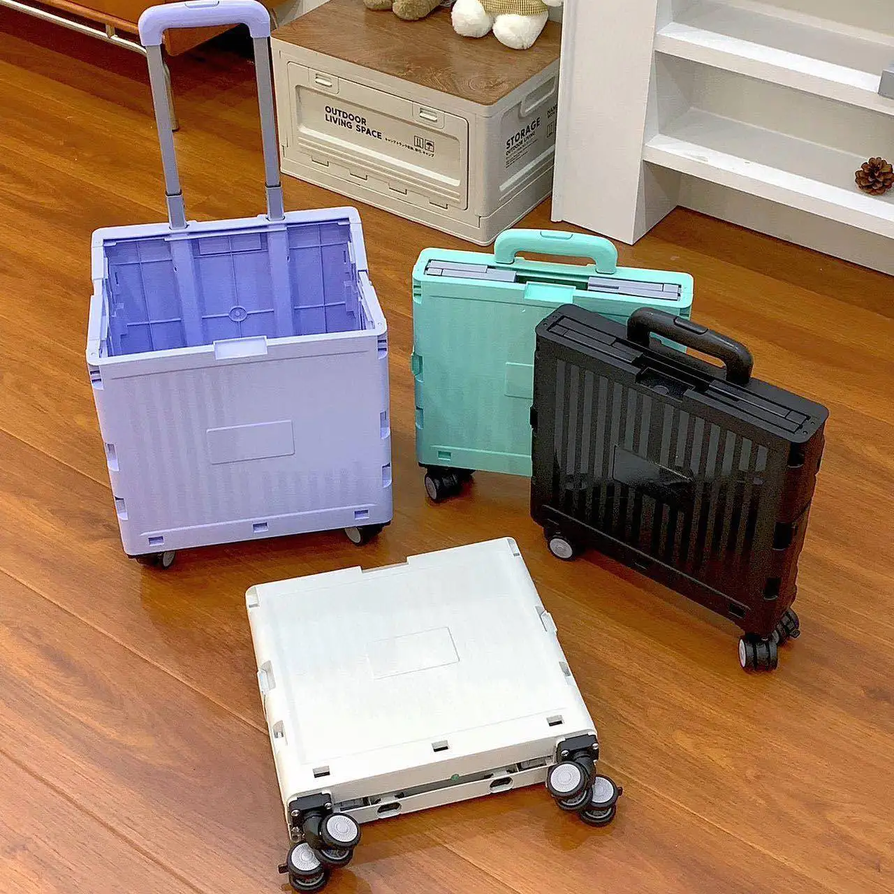 ミニポータブルショッピングカート野菜購入用小型トロリー折りたたみ式家庭用キャンプアウトドアステンレス鋼製伸縮ハンドル