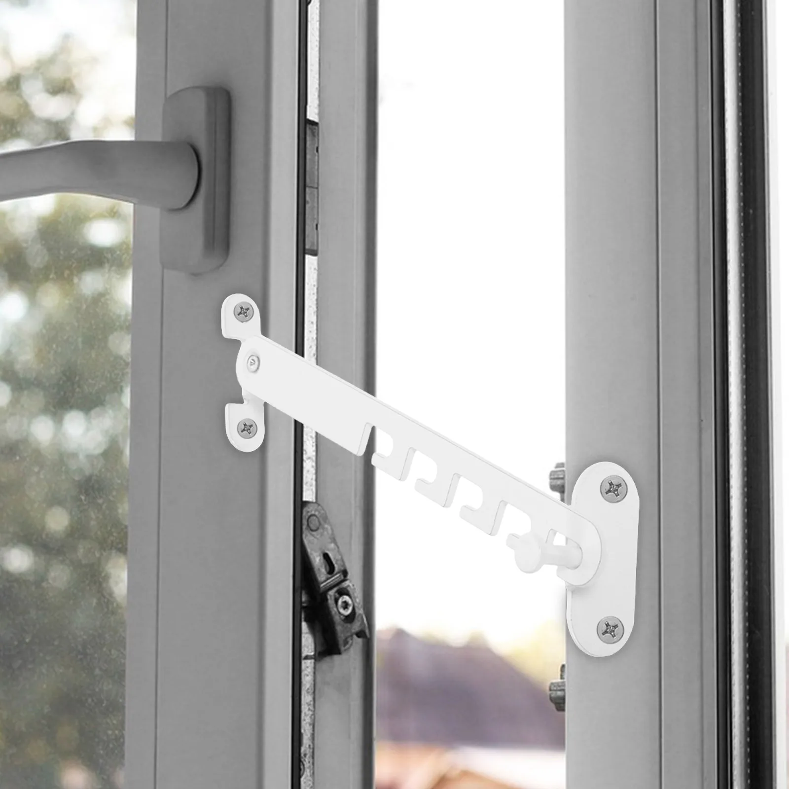 

1 set Carbon Steel Window White Color Baby Proof Security Lock Hook Easy Installation Windproof Safety Casement