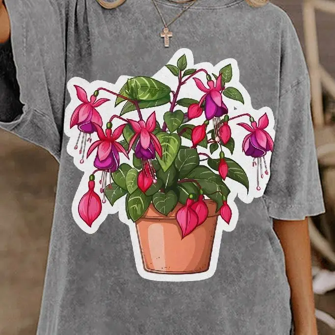 

Everyday Graphic Tee Women Vintage Washed Look Y2K Style Cotton Top Unisex Fit Breathable Casual Gym Essential Customscool