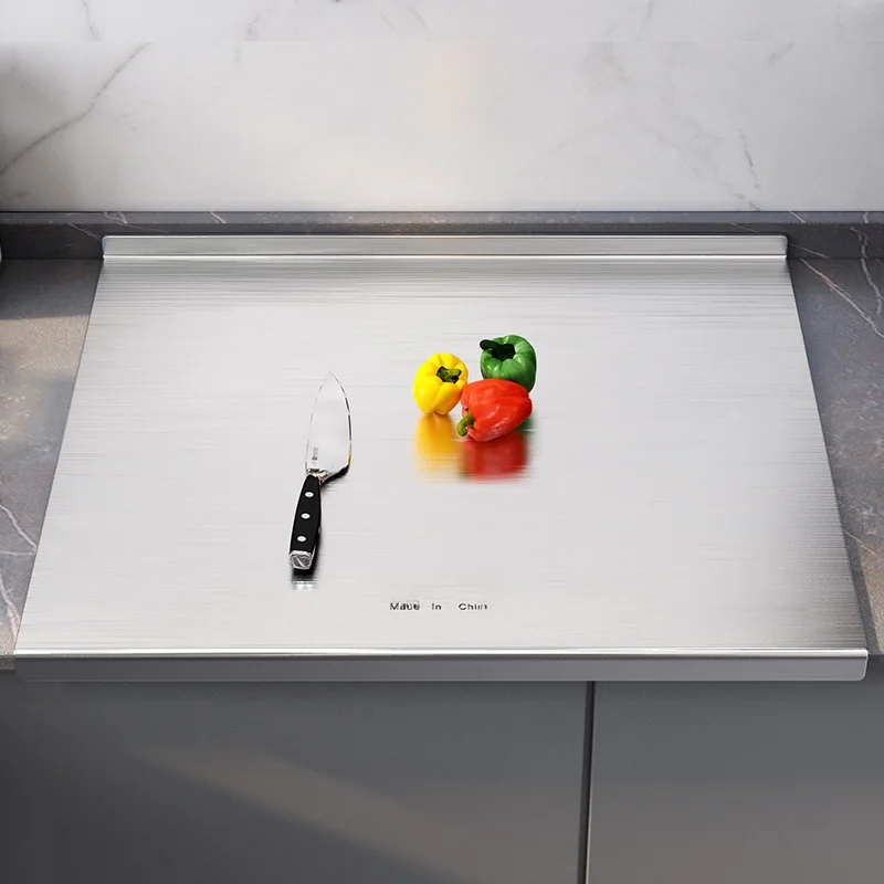 Thickened Double-Sided Food-Grade 316 Stainless Steel Kitchen Cutting Board Anti-Bacterial Mold-Resistant Rectangular Choppin...