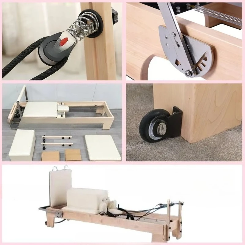 Wood Adjustable Multifunction Core Bed Pilates Reformer with Health Benefits for Home and Studio Use