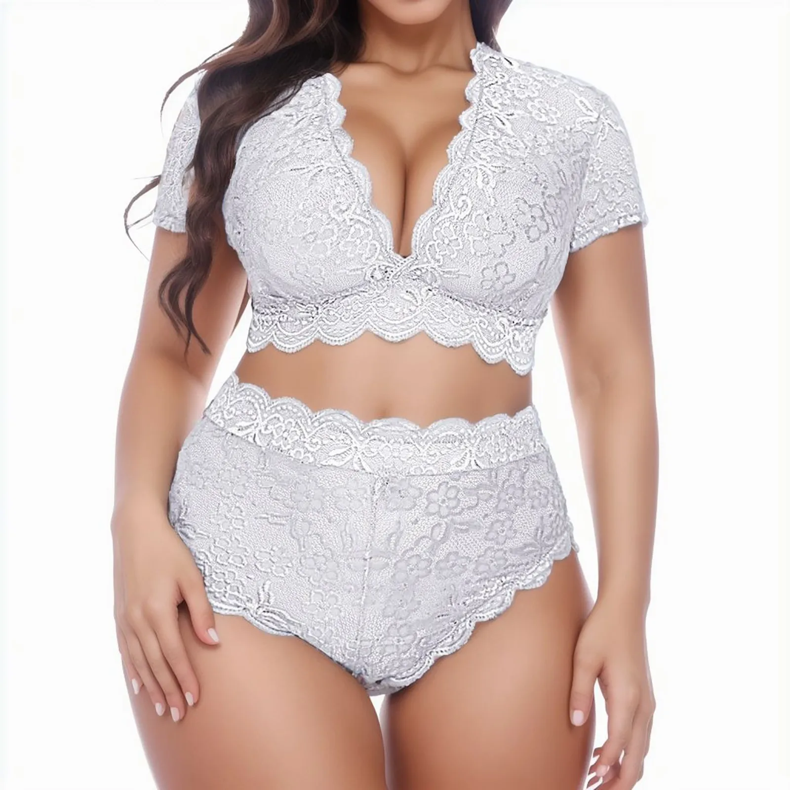

Embroidery Bra Garters Brief Sets Sexy Lingerie Sets For Female Floral Lace Trim Underwear 2024 Erotic Costumes Pajamas Set