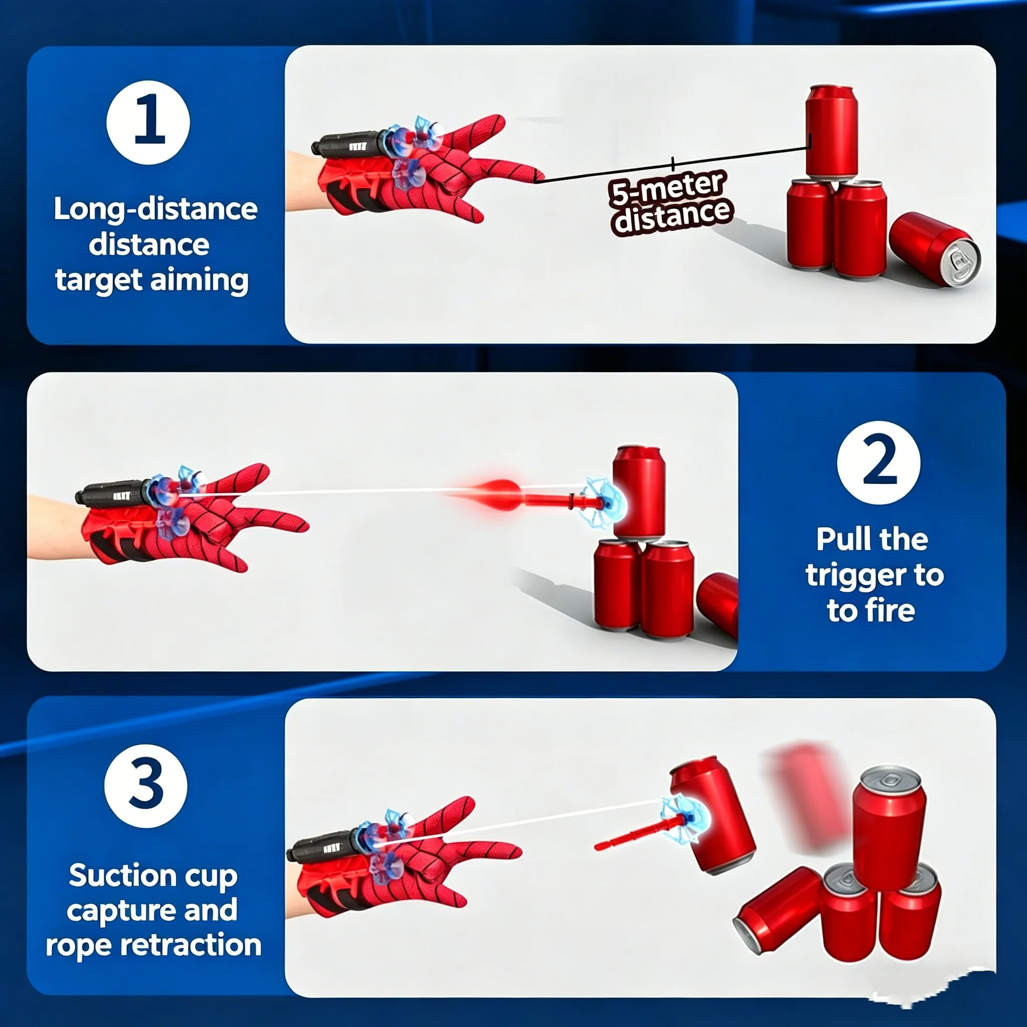 Spider Cosplay Wrist Launcher with Soft Sticky Darts Shooters Action Toy Anime Spider Web Ejection Prop Suit for Kids Gift view 6