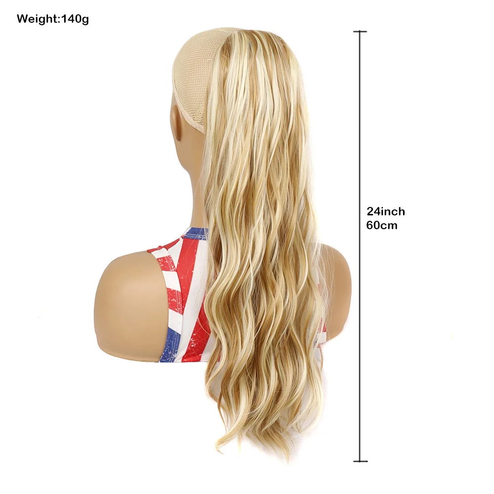 Jeedou Ponytails Long Wavy Hair Drawstring Ponytail Extension for Women Easy Wear Synthetic Hairpiece Convenient Hair Accessory