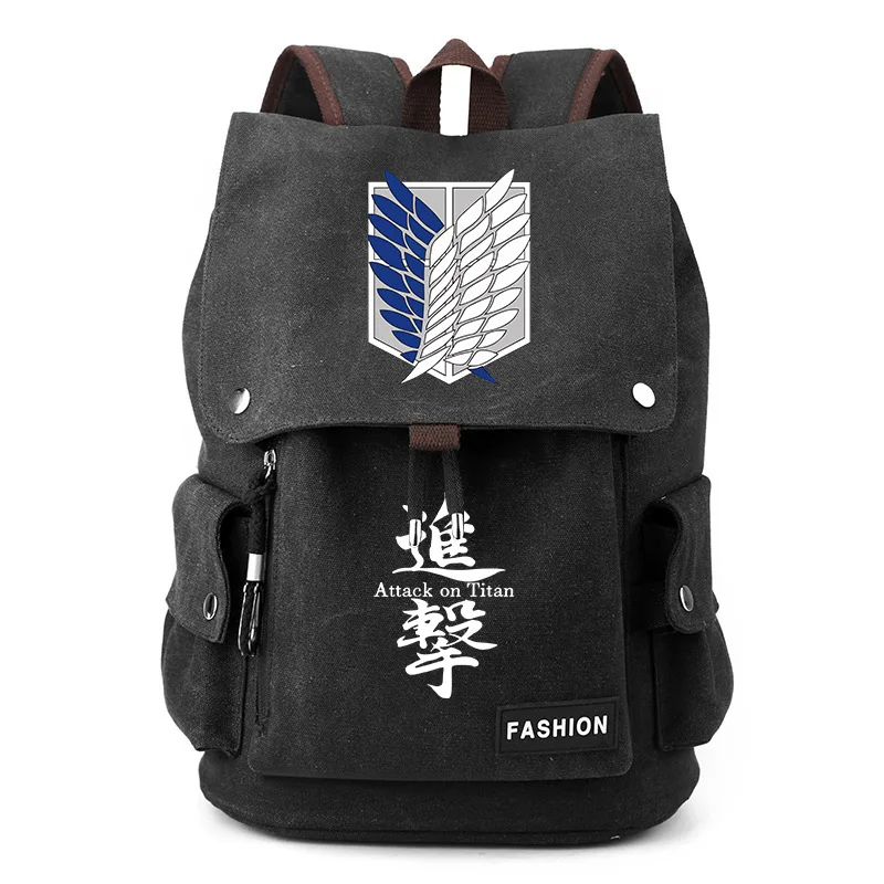 Anime Attack on Titan Cosplay Backpack Large Capacity Teenager Schoolbag Unisex Fashion Outdoor 14inch Laptop Canvans Traval Bag