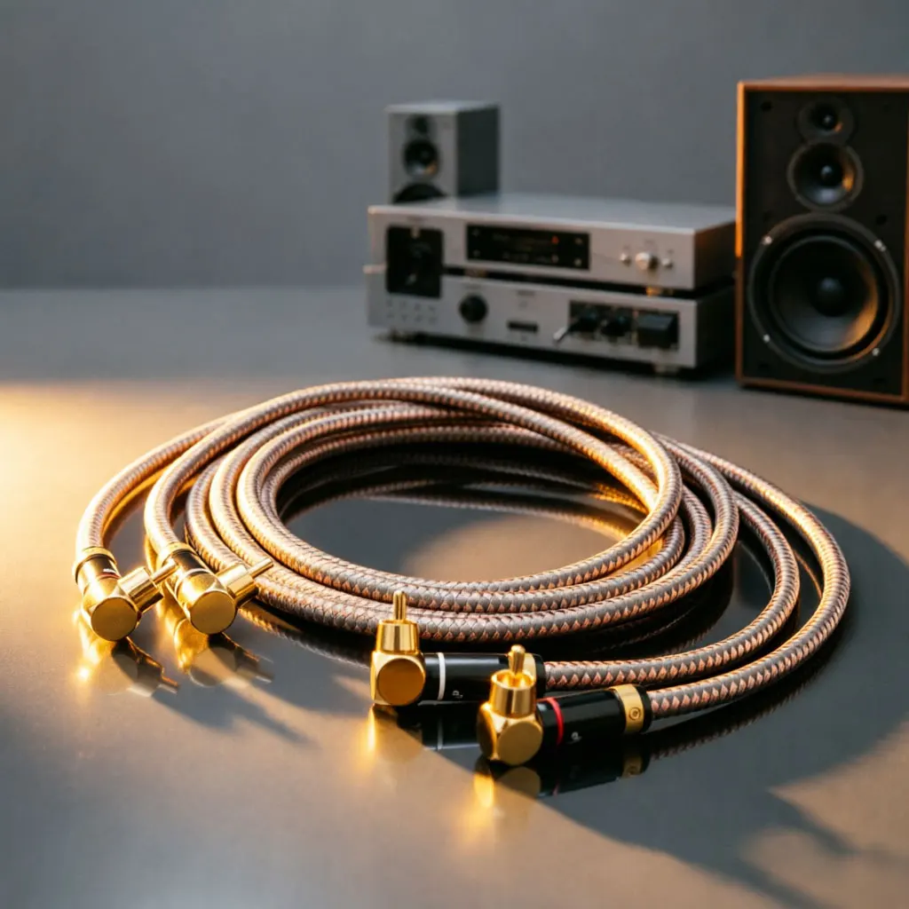 Pro Series 4RCA to 4RCA Audio Interconnect Cable, Dual Braided Shield Subwoofer Cord with Corrosion-Resistant Metal Jacket for H