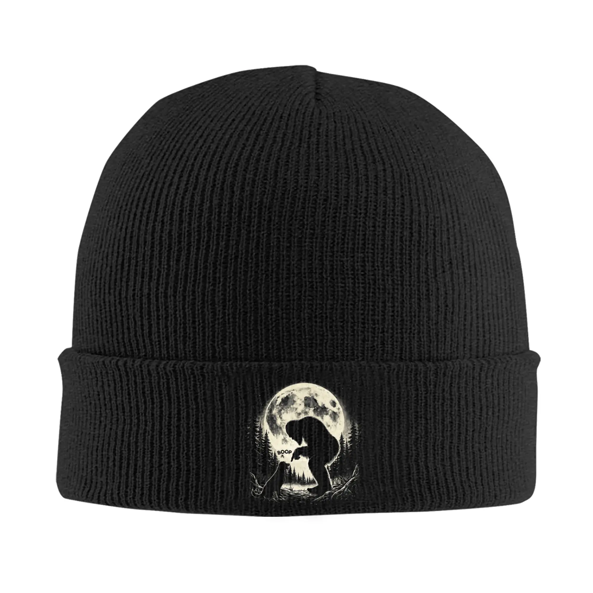 Fun Hand Boop Nose Labrador Bigfoot Sasquatch Full Moon Dog Beanie Hats  Bonnet Hats Men Women Unisex Retro Kpop Knit Hat