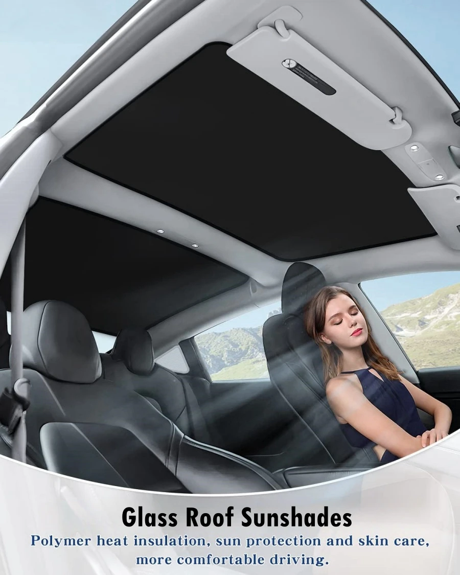 For 2024 Tesla Model 3 Highland Roof Sunshades 2-in-1 Ice Sunshades Glass Roof Sunshades UV/Sun Protection Heat Insulation