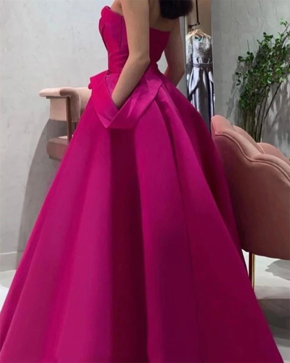 Strapless A Line Satin Formal Occasion Evening Gown Ramada Evening Dresses Long Luxury  Celebrity