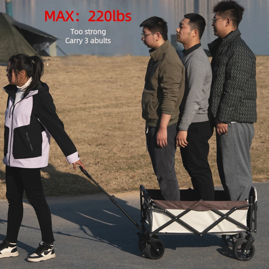 Heavy Duty Large Capacity Folding Wagon Shopping Beach Garden Pull Trolley Collapsible Folding Outdoor Portable Utility Cart