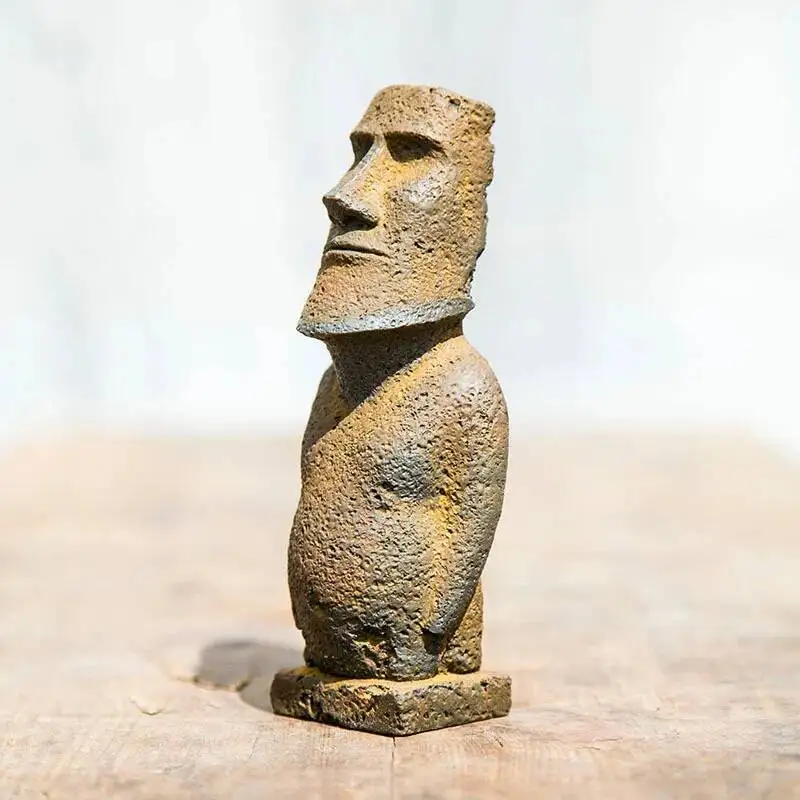 Easter Island Moai Statue Craft Handmade Ornament Study Room Tea Pet Cast Iron Home Decoration