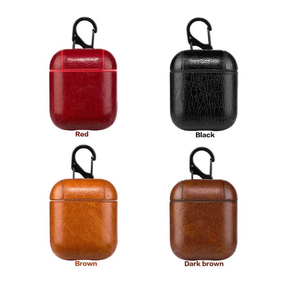 PU Wireless Earphone Cover Red Protective Headphone Storage Bag Compatible Durable Outdoor Earphone Case