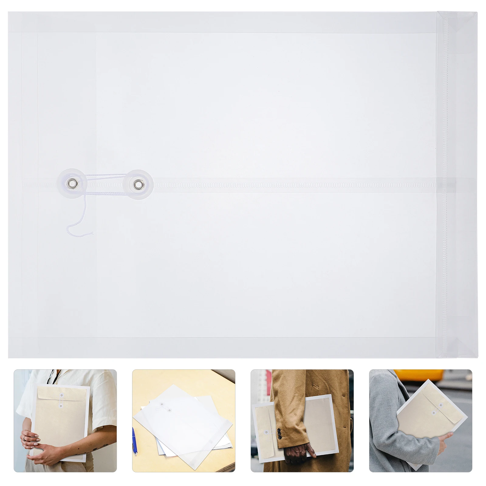 

12pcs Transparent File Folders Document Pockets Plastic File Storage Bags Clear Envelopes For Office Use