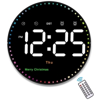 Digital Large Wall Clock With Remote, 10Inch Dynamic LED Clock Large Display With Time Date Temp Week